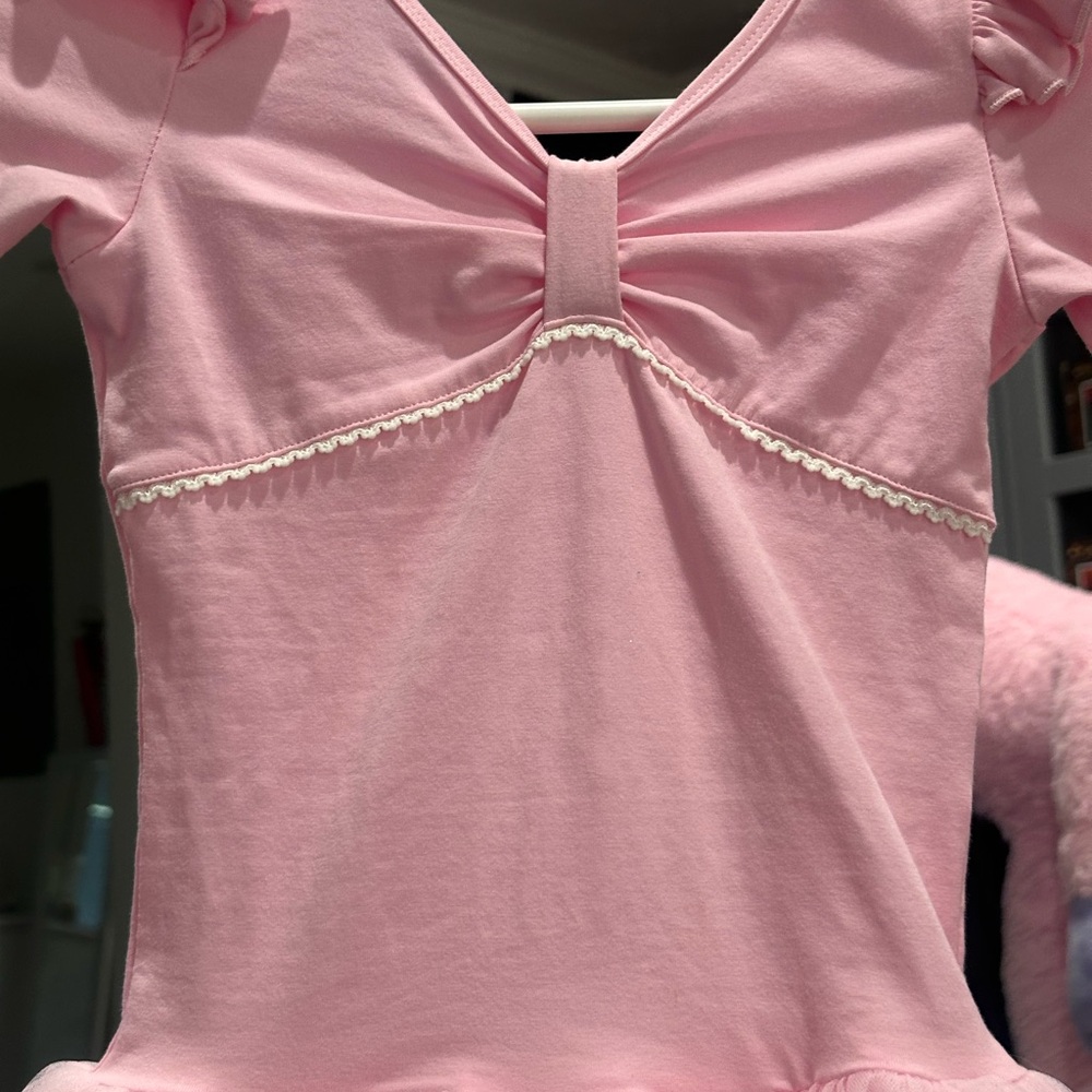 Pink Ballet Leotard with Ruffle Sleeves